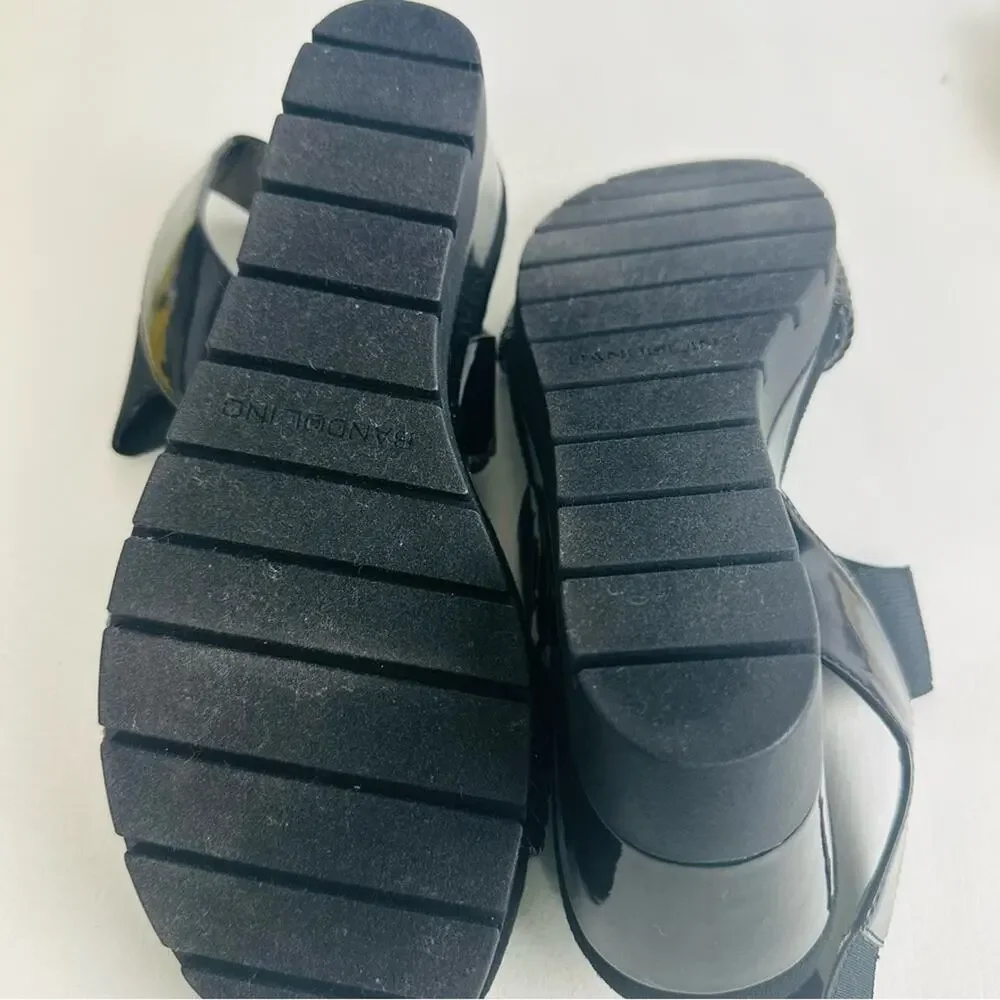 Bandolino Womens Sandals Shoes Black Wedge Slip On‎ Open Toe Size 8.5